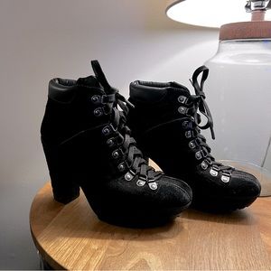 Diane von Furstenberg (DVF) suede platform lace up booties 8